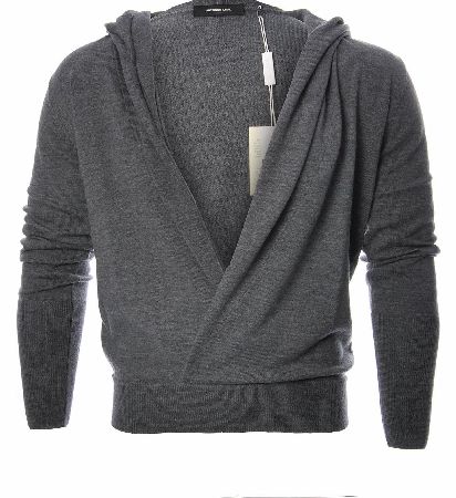 Unconditional Ghost Wrap Top a thin hooded jumper with a deep v neck that wraps around the torso. Colour: Grey Fabric: 100% Wool