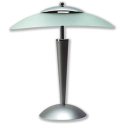 An elegant desk lampDiffuses a soft and gentle lightFrosted glass shade with chromium-plated