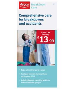 Unbranded Up to 3yrs Breakdown Care TV Packs 3-4 Items Up