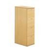 Four drawer wooden filing cabinet with steel runners, metal handles and is suitable for A4 and