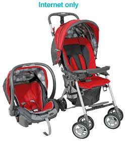 Includes stroller and car seat.Suitable from birth to 15kgs.Total weight 10.15kg.Helpline number 016