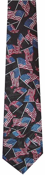 A superb USA flag tie with lots of flags of America on a black background