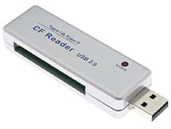 USB 2.0 Memory Card Drive - For CompactFlash - Reader & Writer - Silver Pen Style