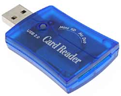 USB 2.0 Memory Card Drive - For Mini SD & MS Duo - Reader & Writer - Blue Pocket Style