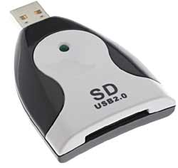 USB 2.0 Memory Card Drive - For MMC & SD - Reader & Writer - B&W Colour