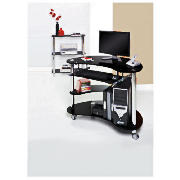 Unbranded Utopia Computer Trolley, Black Glass