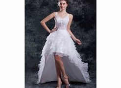 Unbranded V-neck Backless Beaded High-low Layered Ruffles