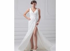 Unbranded V-neck Backless Keyhole Side High-slit Cathedral