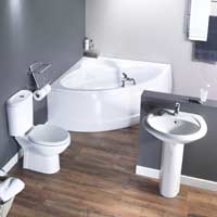 Valencia Luxury Corner Bath Suite - White with Chrome Effect Bath Filler & Basin Mixer