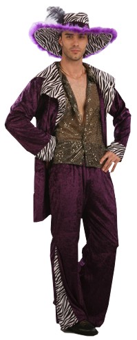 70s pimp costume for strutting the streets. This crushed velvet look costume has all the ostentatiou