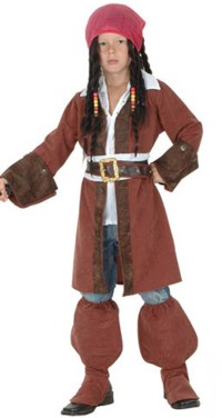 Dress up like a dashing Caribbean pirate captain in this long brown frock coat costume