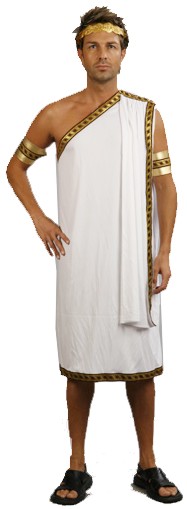 Slip on this simple Roman toga costume and your party look is sorted. It`s cheaper than using a shee