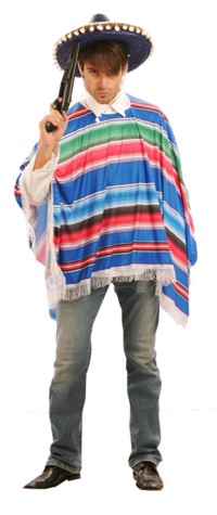 This poncho and hat combo is perfect for a weekend of tearing up the saloon, firing your pistols int