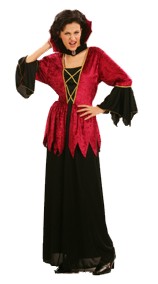 A high colour and gorgeous red velvet make this a really easy dress to wear this Halloween.