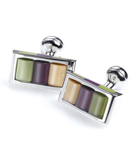 Unbranded Van Heusen Green Brown Cats Eye Cufflinks