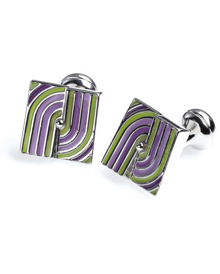 Unbranded Van Heusen Lilac Green Swirl Enamel Cufflinks
