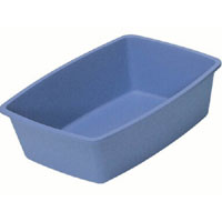 An easy clean moulded plastic cat litter tray. Assorted colours. Dimensions 16x12x4`.