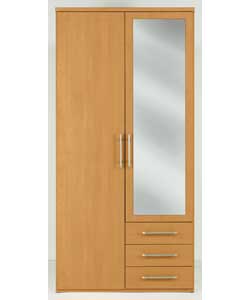 Unbranded Vancouver 2 Door 3 Drawer Mirrored Wardrobe - Pine