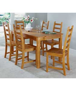 Vermont Solid Pine Dining Table and 6 Chairs