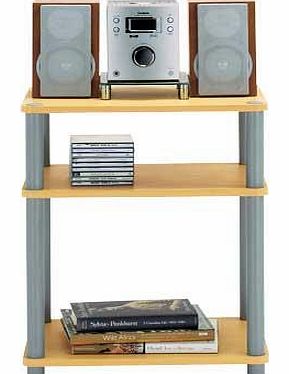 This Verona hi-fi unit has a beech effect finish and silver coloured frame. A simple. practical design gives you a great storage solution for hi-fi or digital media. Largest height between shelves - 34.5cm Maximum load weight - 10kg Size H59. W48. D4
