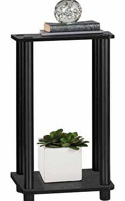 This simple telephone table has a black wood effect finish and a black coloured frame. With a shelf for storage. this practical. modern design gives you fantastic value for money. Part of the Verona collection. Collect in store today. Size H59. W34. 