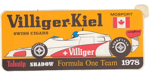 Villiger-Kiel Swiss Cigars Shadow F1 Team 1978 Mosport Sticker (16cm x 7cm)