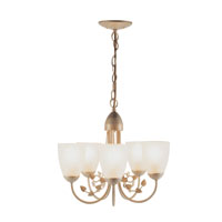Vitoria 5 Arm Brushed Cream/Gold Finish Pendant Light With Glass Shades