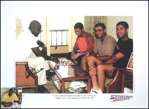 Unbranded Viv Richards with Sachin Tendulkar and Sehwag signed ltd ed print-WAS andpound;79.99