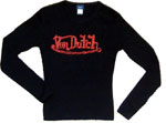 Ladies Von Dutch Top, Round neck with long sleeves