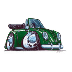 Unbranded VW Beetle Convertable - Green T-shirt