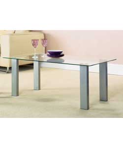 Clear tempered glass table top with pewter coloure