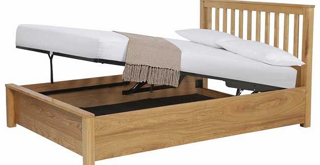 This Waldren Ottoman kingsize bed ticks all the boxes for style. design and functionality. The vertical slat effect headboard provides a traditional feel. The frame of this solid pine bed with an ash veneer can be lifted up to provide ample space for