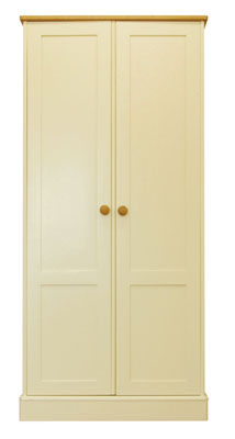 DOUBLE ALL HANGING WARDROBE IN A DEVON CREAM PAINTED FINISH FROM THE TEWKSBURY RANGE.