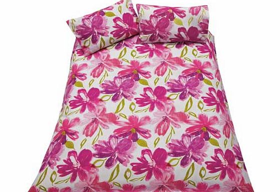 Unbranded Watercolour Floral Plum Bedding Set - Double