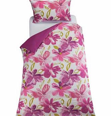 Unbranded Watercolour Floral Plum Bedding Set - Single