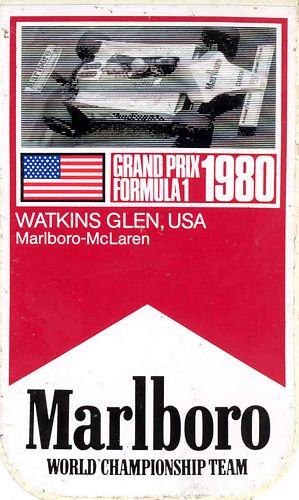 Watkins Glen 1980 Marlboro World Championship Team Event Sticker (8cm x 14cm)