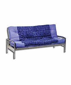Wave Futon and Blue Lambs Wool Mattress