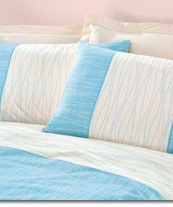 Waves Double Embroidered Duvet Cover Set - Duck Egg