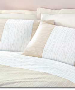 Waves Double Embroidered Duvet Cover Set - Natural