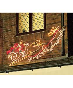 Waving Santa and 2 Reindeer Silhouette