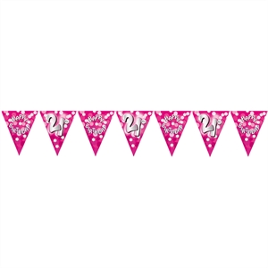 Unbranded Weatherproof 21st Birthday Bunting - Pink
