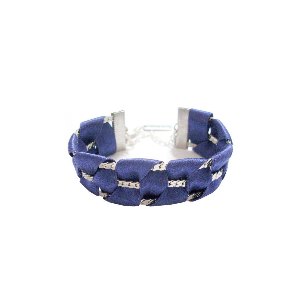 Unbranded Weave Silk Tape Bracelet - Blue