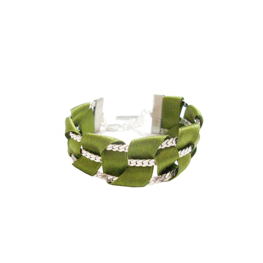 Unbranded Weave Silk Tape Bracelet - Green