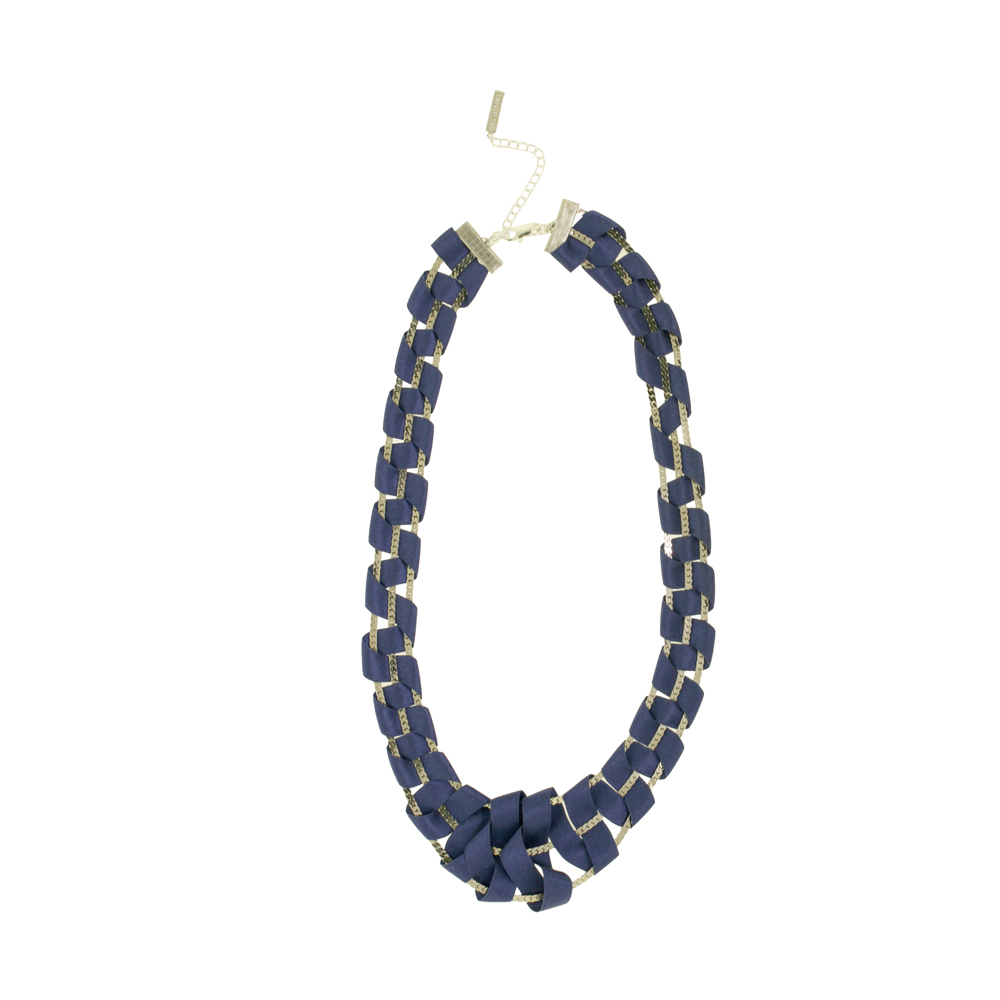 Unbranded Weave Silk Tape Necklace - Blue