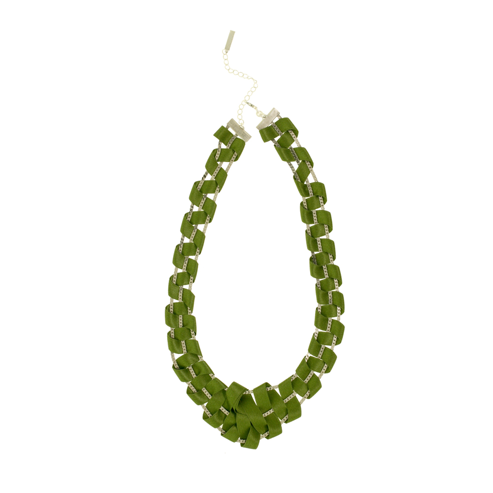 Unbranded Weave Silk Tape Necklace - Green