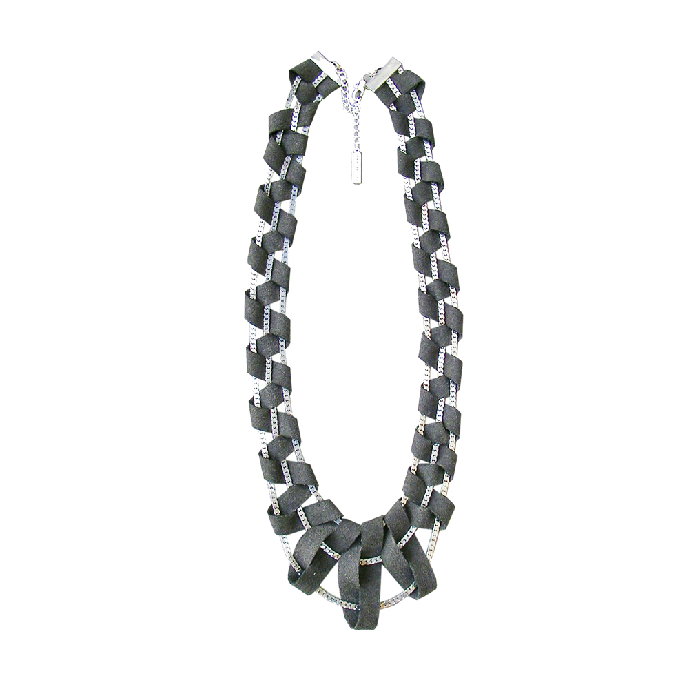 Unbranded Weave Suede Tape Necklace - Grey