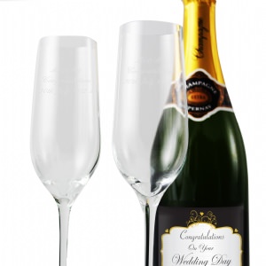 Unbranded Wedding Champagne and 2 Flutes