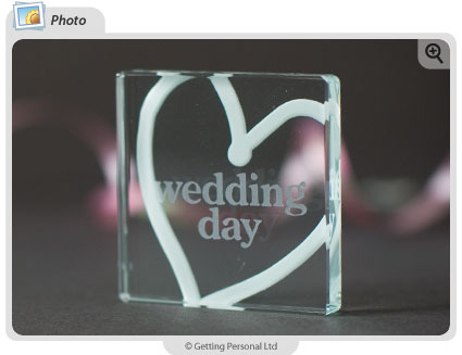Wedding Day Mini Token  A wonderful polished glass keepsake with the words wedding day  featured in 