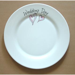 Signed and Sealed 27.5cm Silver Wedding Plate. Hand painted silver relief edged hearts. Friends and