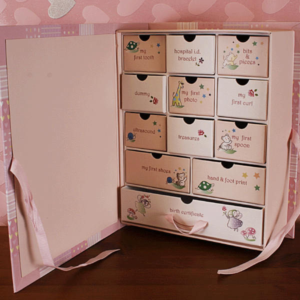 Unbranded Welcome Little One Keepsake Box and Drawers Girl